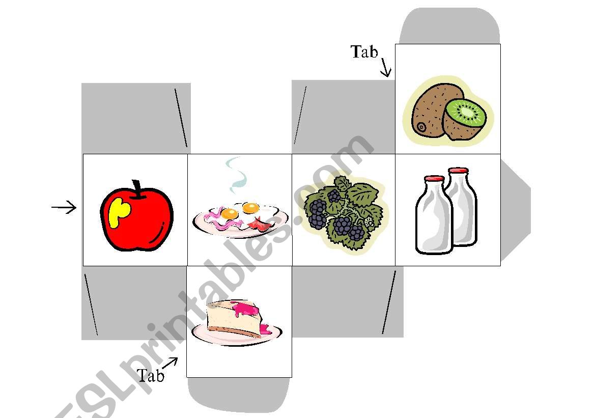 food dice worksheet