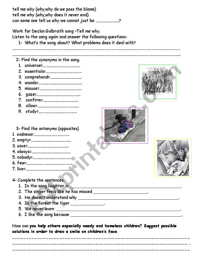 Tell me why - ESL worksheet by Hanen Trabelsi