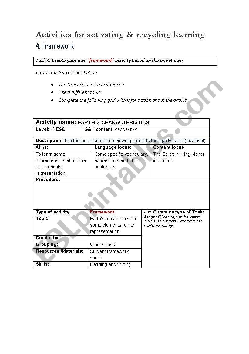 Geography Earths movement worksheet