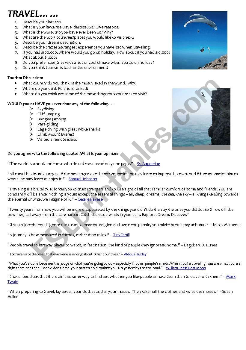 Travel Conversation worksheet