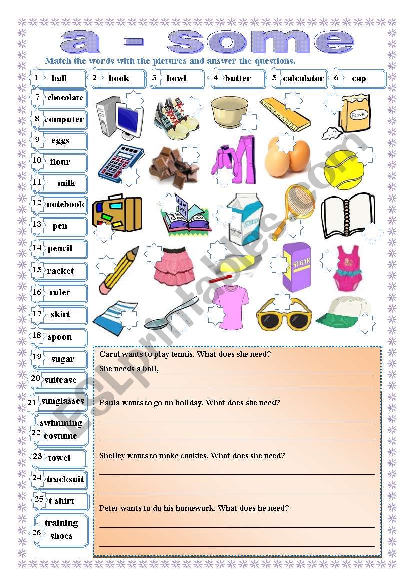 Countable/uncountable nouns (B&W version and key included)