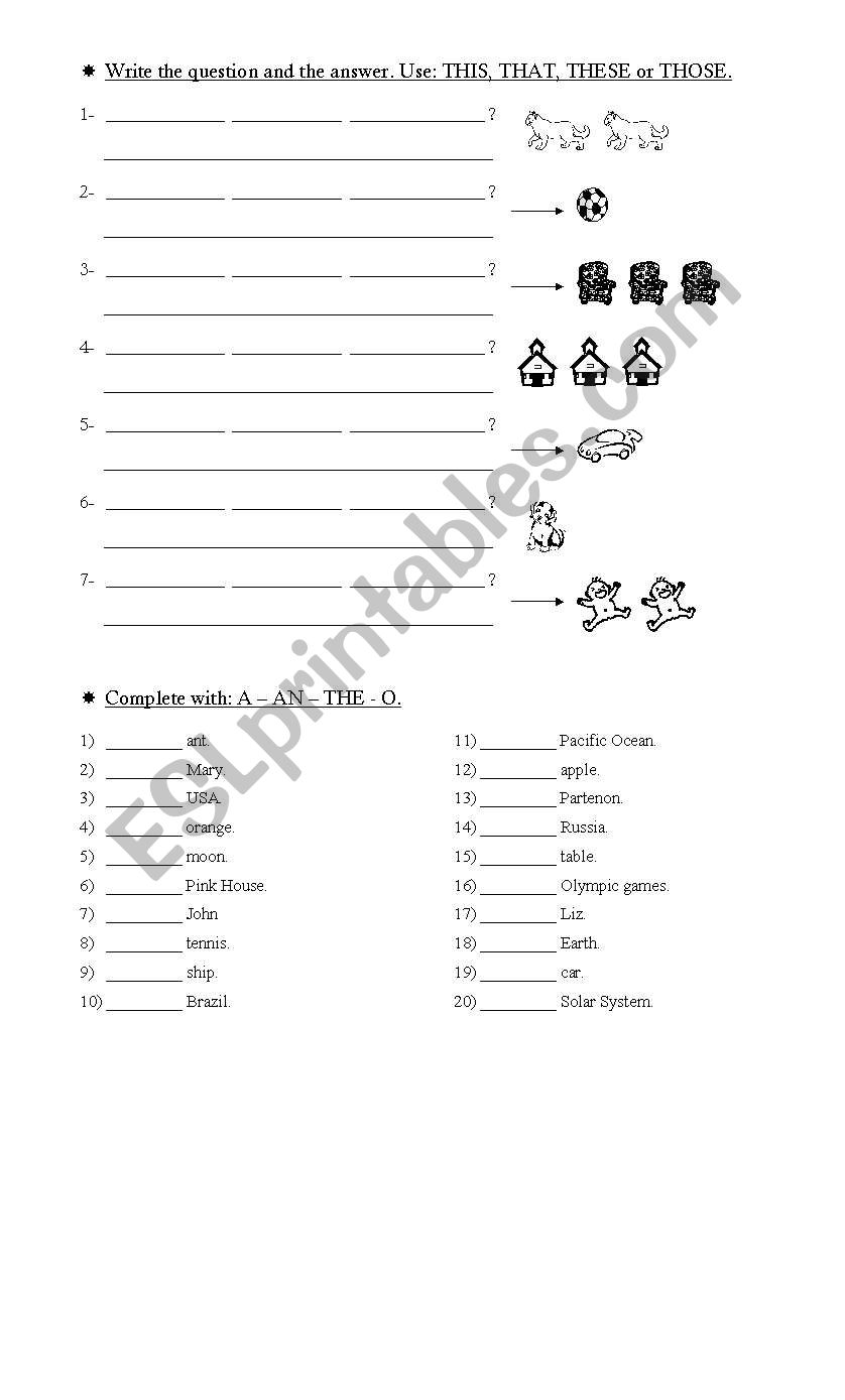 this/these/that/those worksheet