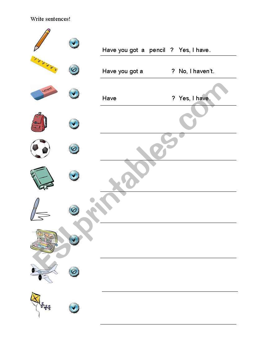 Have you got ...? worksheet