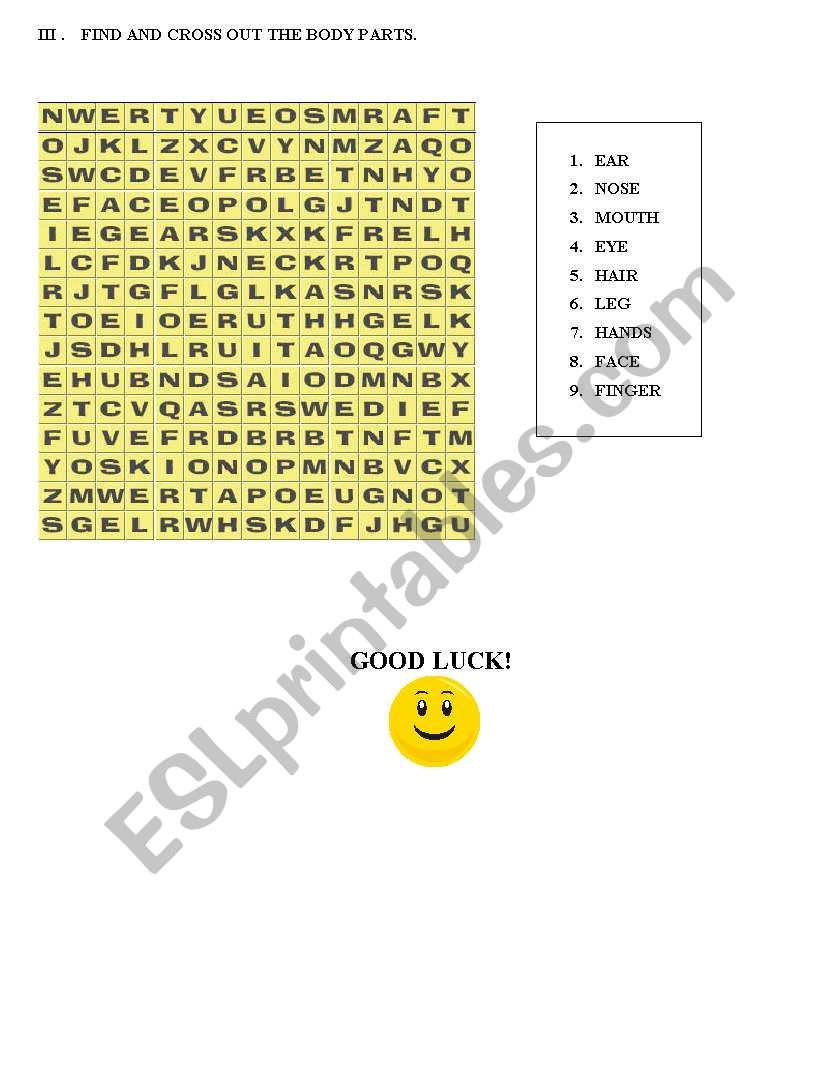 BODY PARTS 2-ND PAGE worksheet