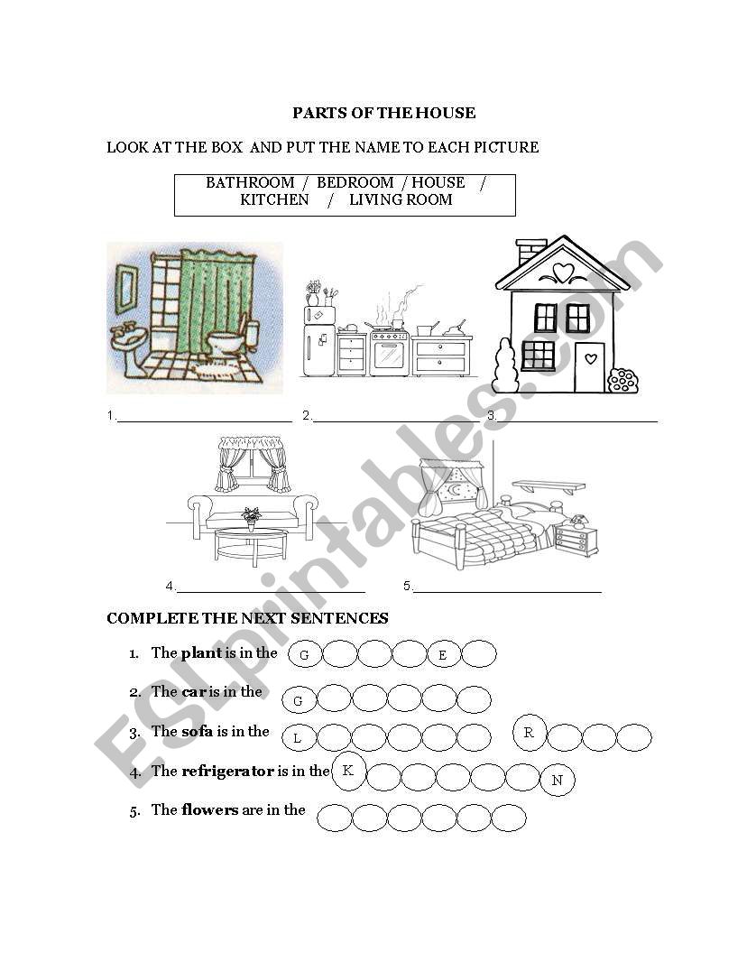 PARTS OD THE HOUSE worksheet