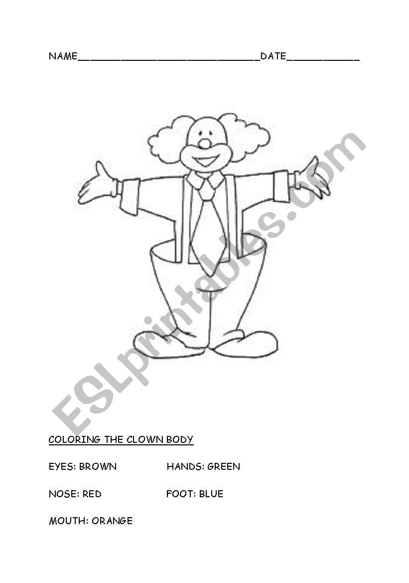 coloring the clown worksheet