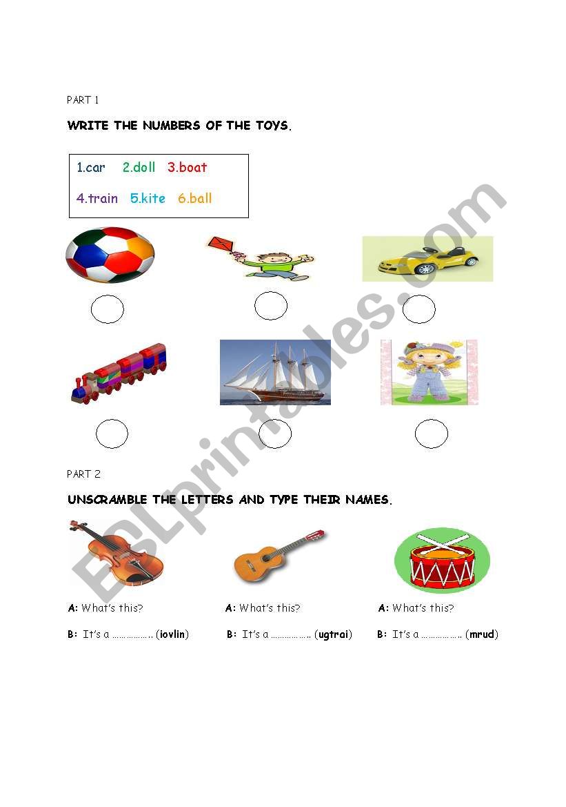 TOYS AND SHAPES worksheet