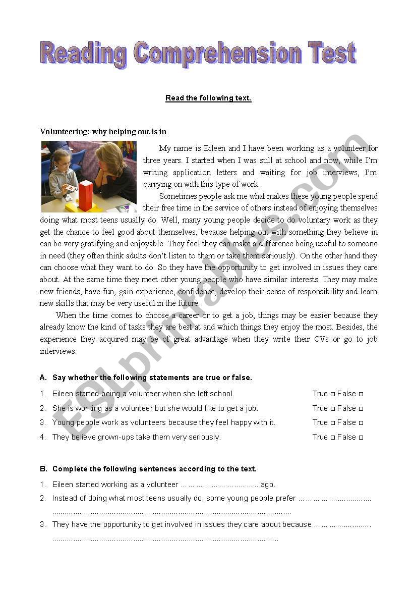 Volunteering worksheet