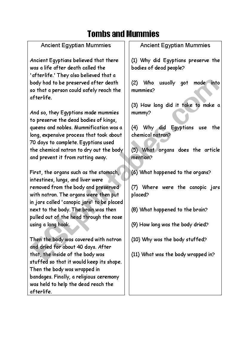 Reading Comprehension in Egypt theme