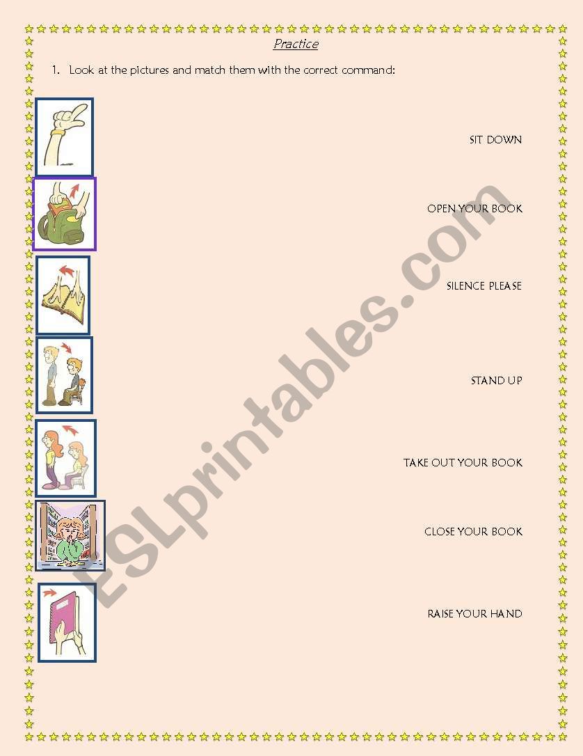 classroom commands worksheet