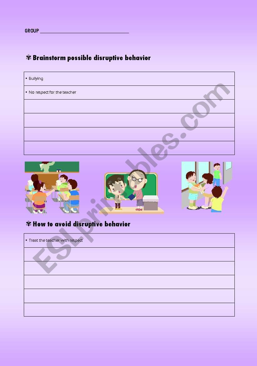 Make a classrooms rule.  worksheet