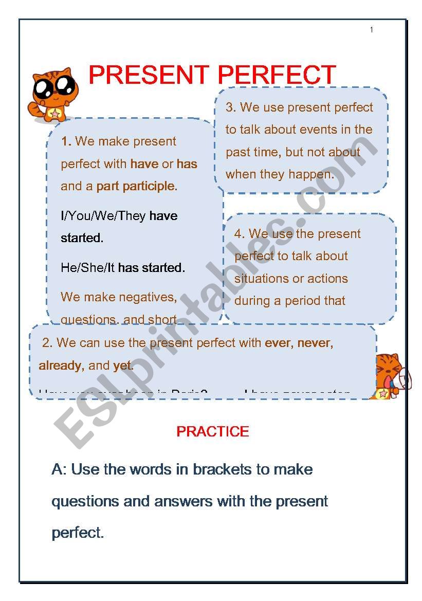 present perfect tense worksheet