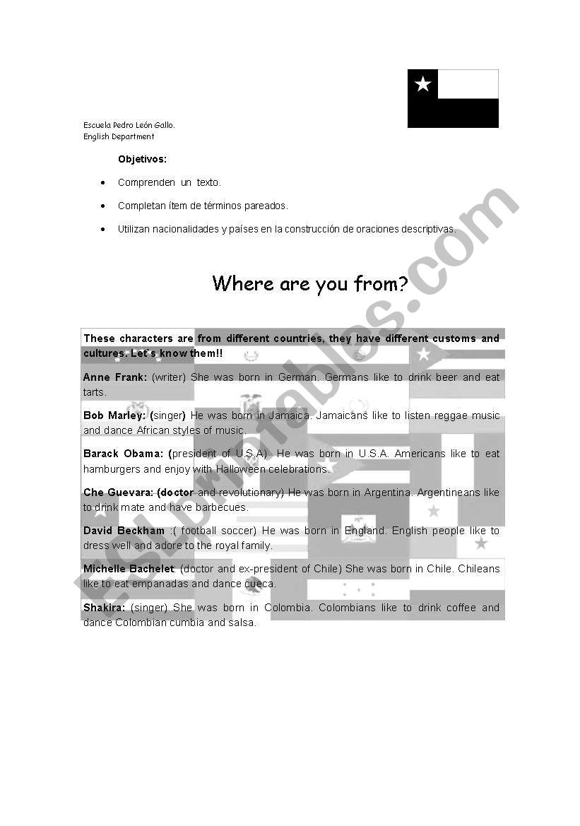 NATIONALITIES  worksheet