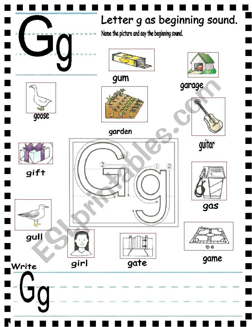 ABC -  letter Gg and sentences