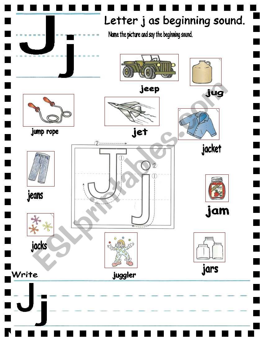 ABC -  letter Jj and sentences