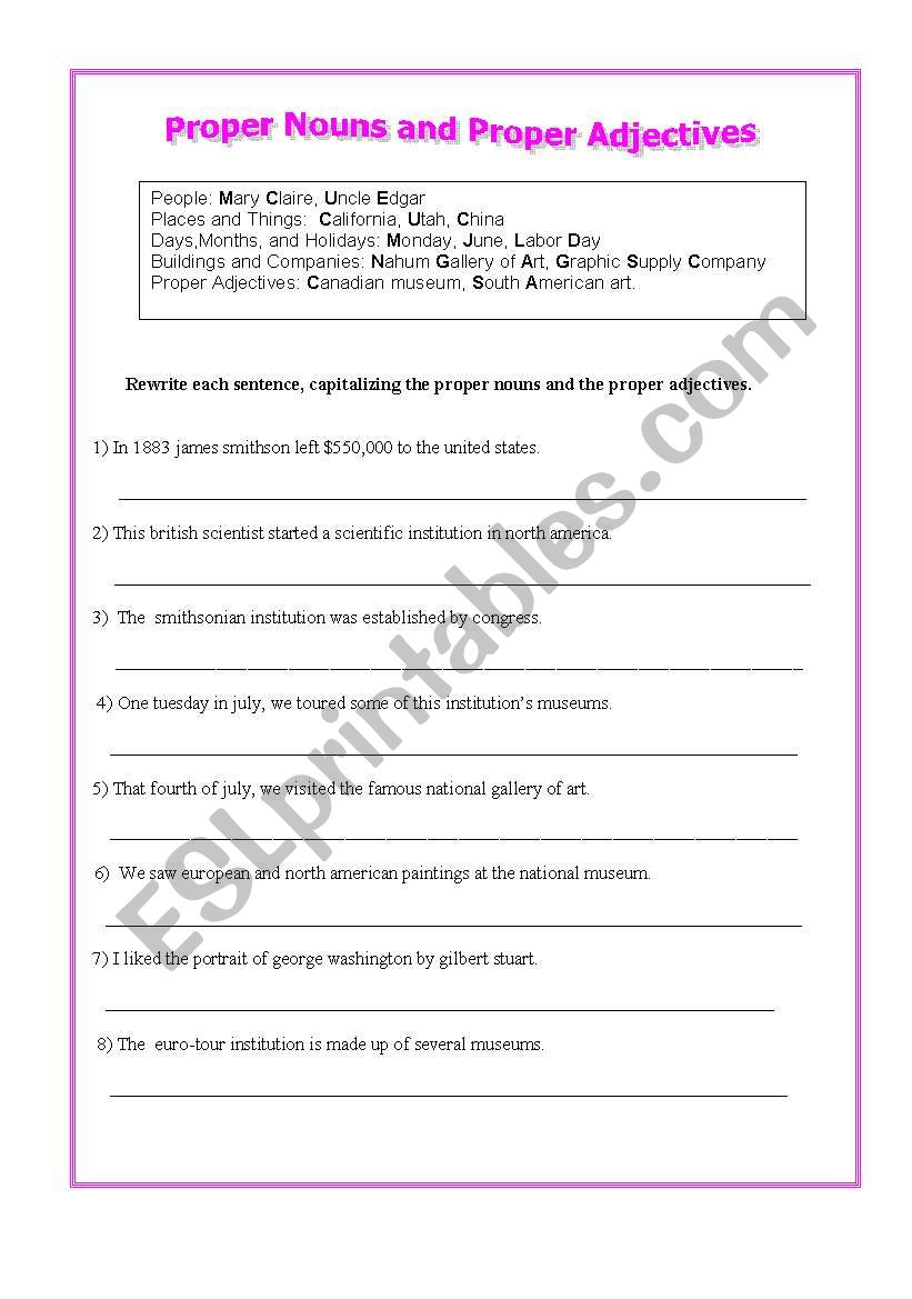 Proper Nouns worksheet