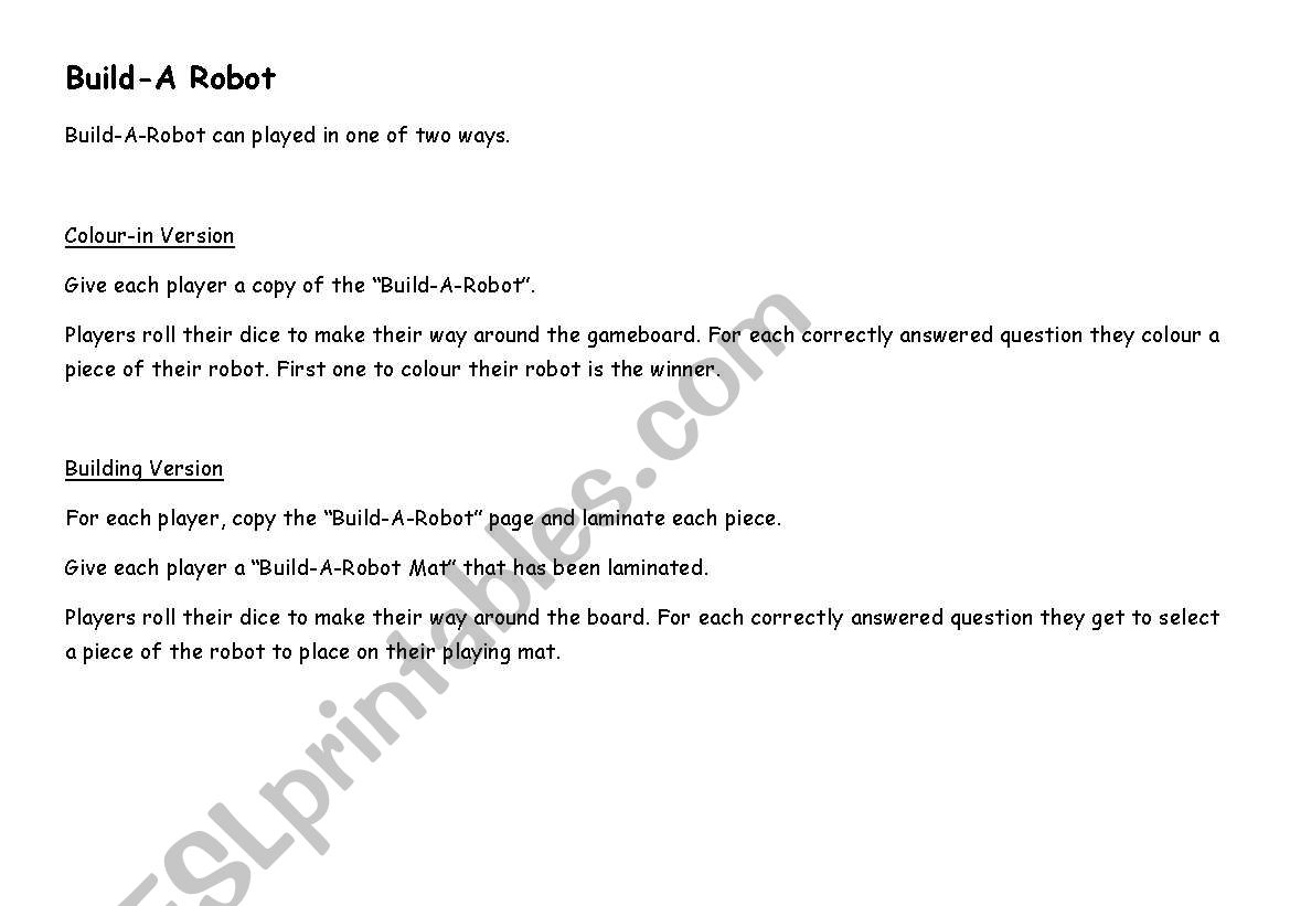 Build-a-Robot Multiplication Game