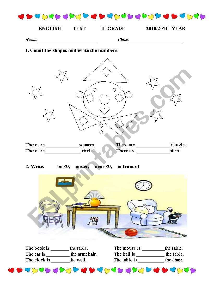 English test- 2nd grade worksheet
