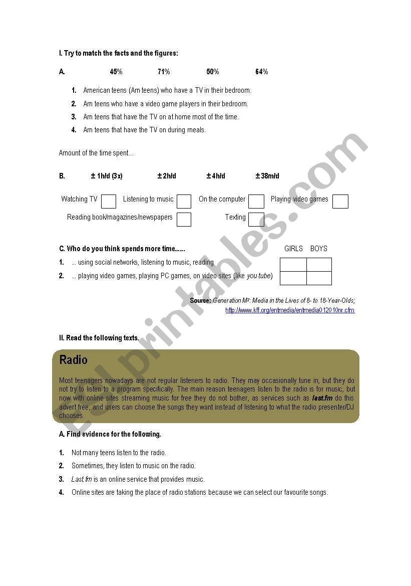 How teens consume media worksheet