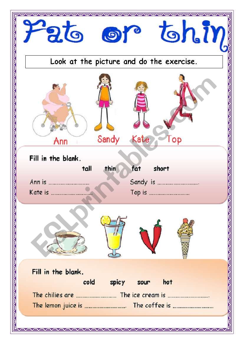 Fat or thin worksheet