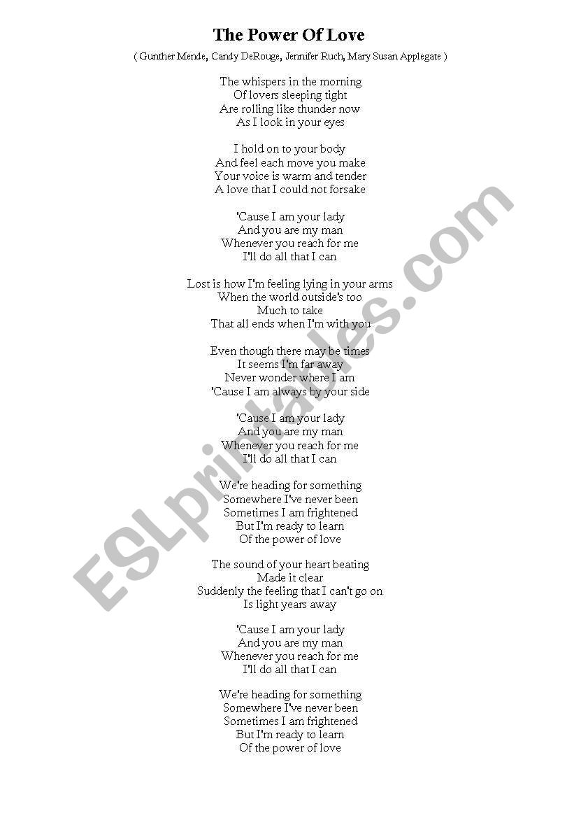 Celine Dion Lyrics worksheet