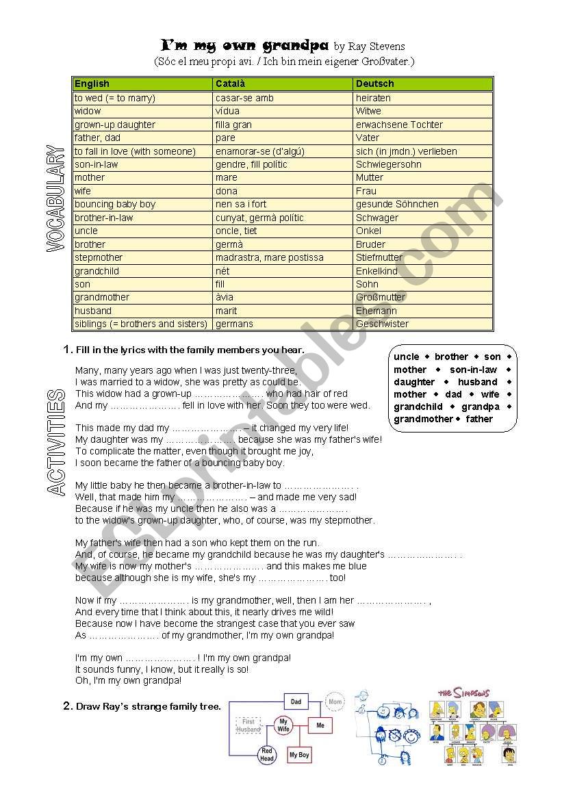 IÂ´m my own grandpa worksheet
