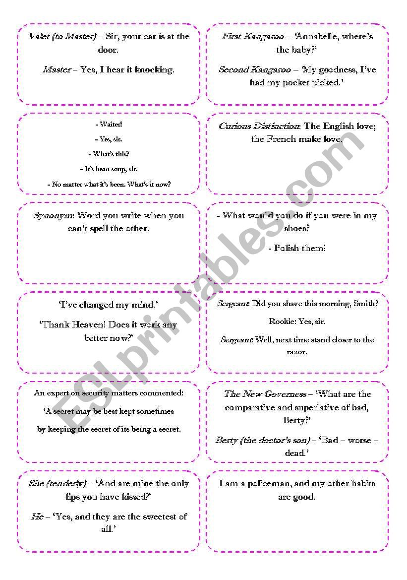 British Humour worksheet