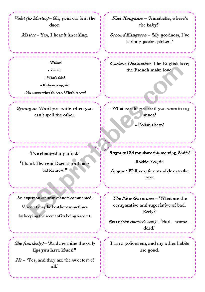 British Humour worksheet