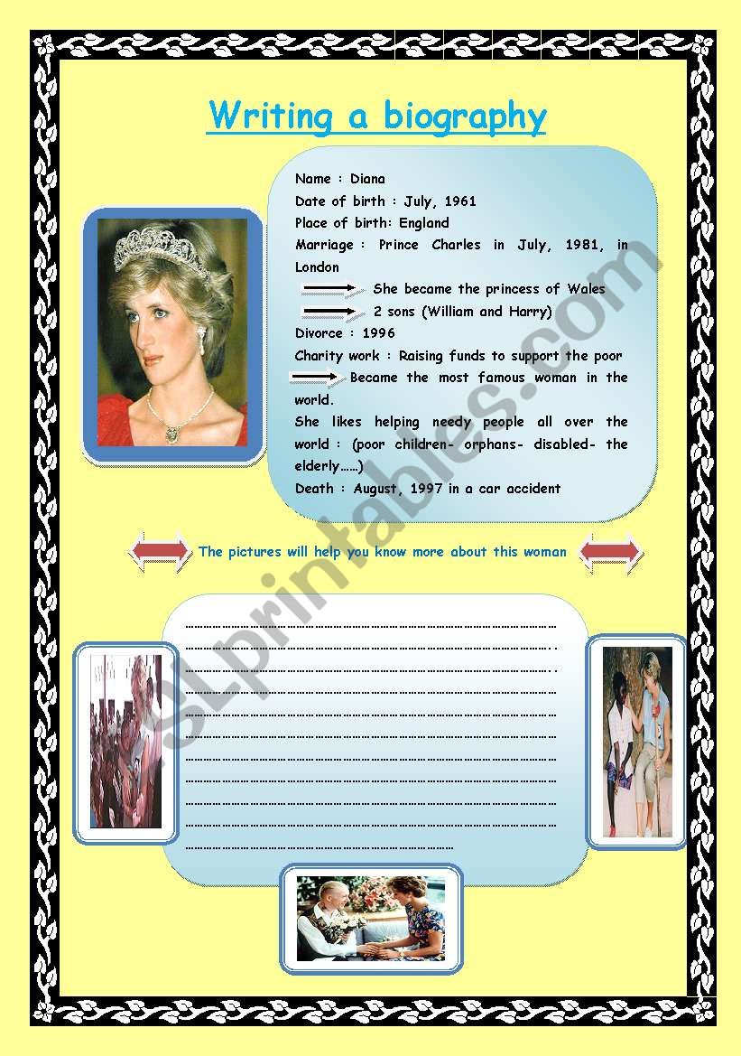 esl writing a biography worksheet