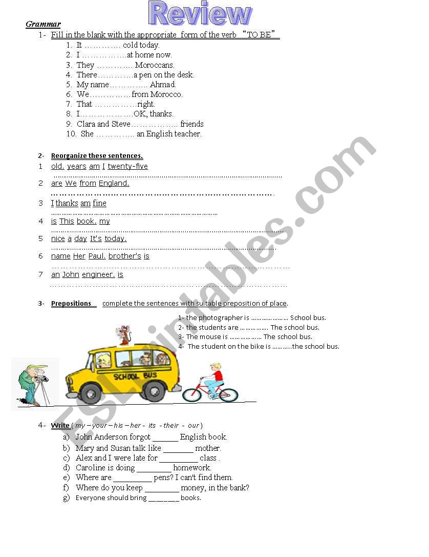 Review of units 1-2-3 English Horizons