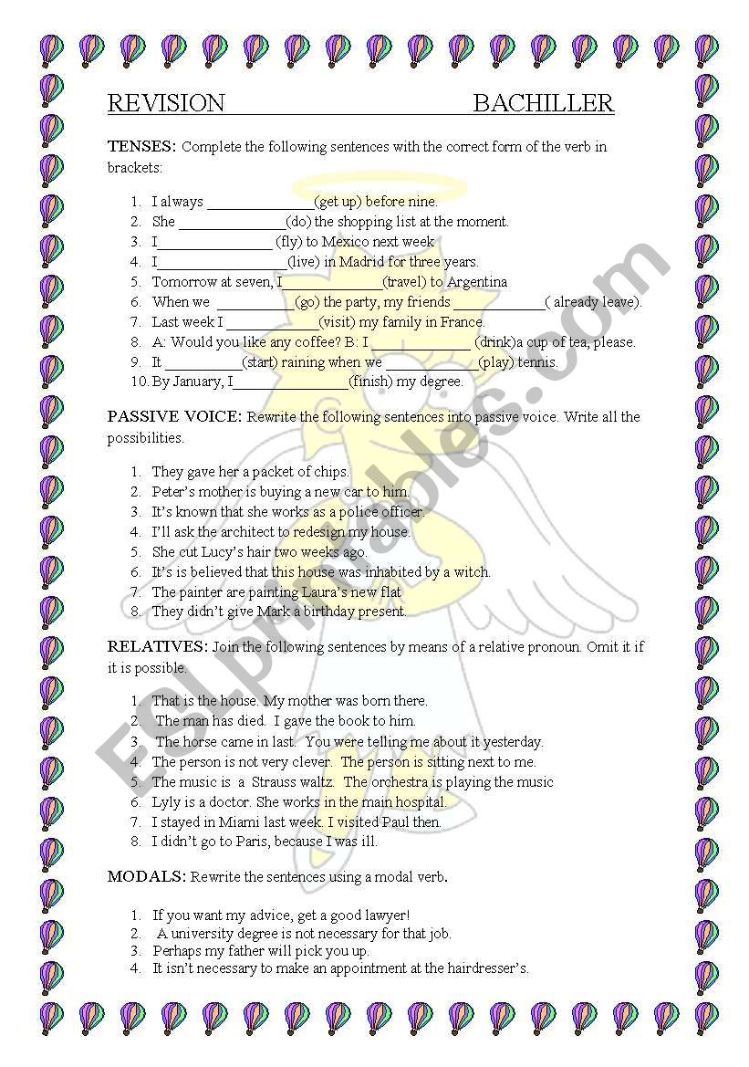 Revision worksheet advanced worksheet