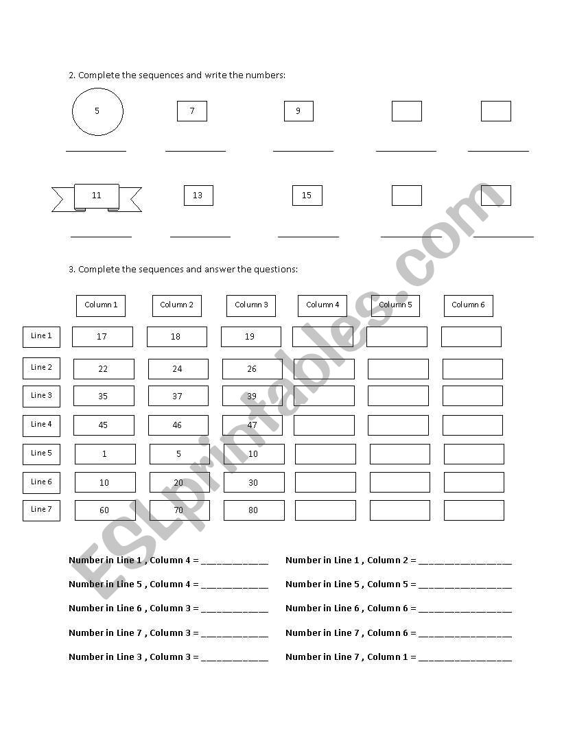 the numbers worksheet 3 - Maths