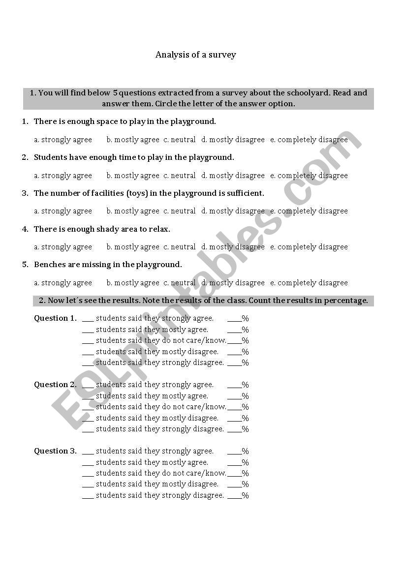 Report-writing II - Analysis of a questionnaire