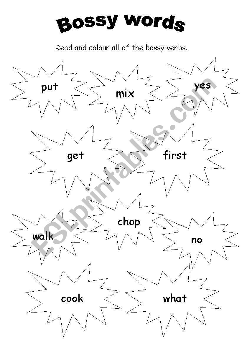 Bossy Words worksheet