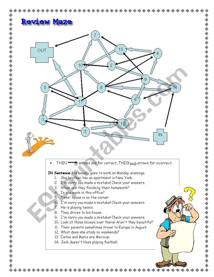 Review maze worksheet
