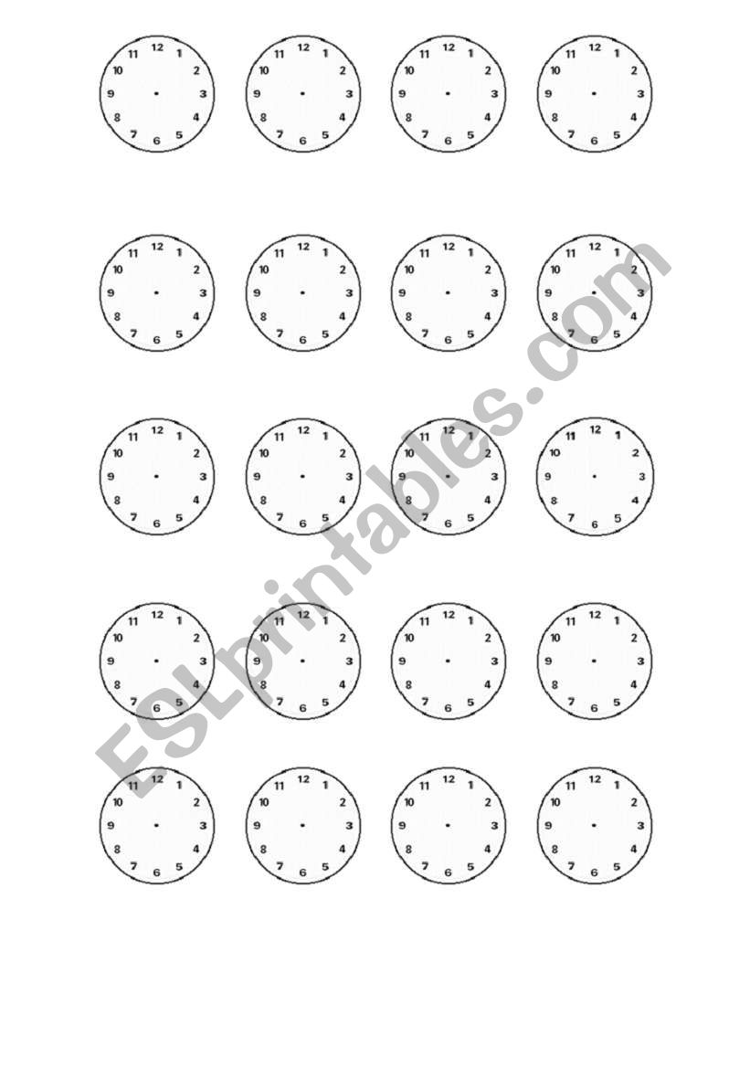 English Worksheets TELLING THE TIME