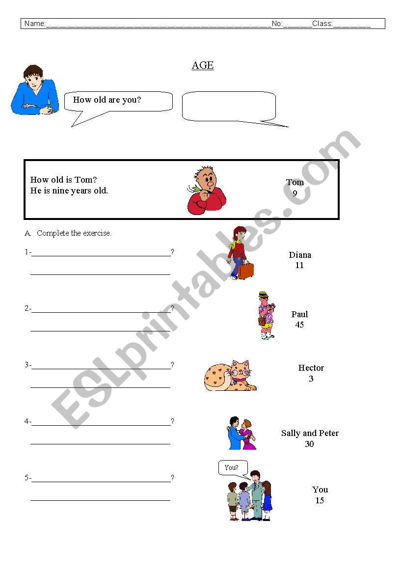 ASK AND ANSWER THE AGE worksheet