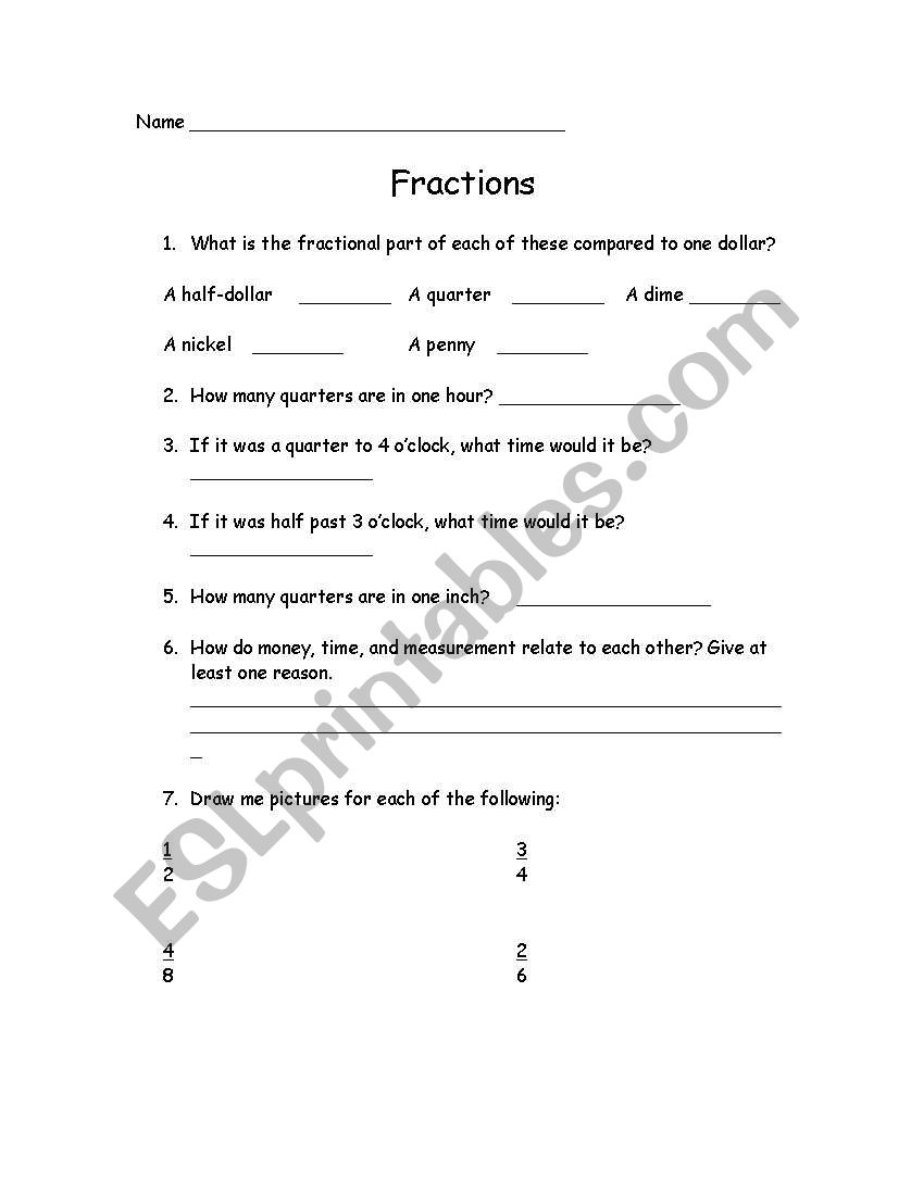 Simple Fractions worksheet