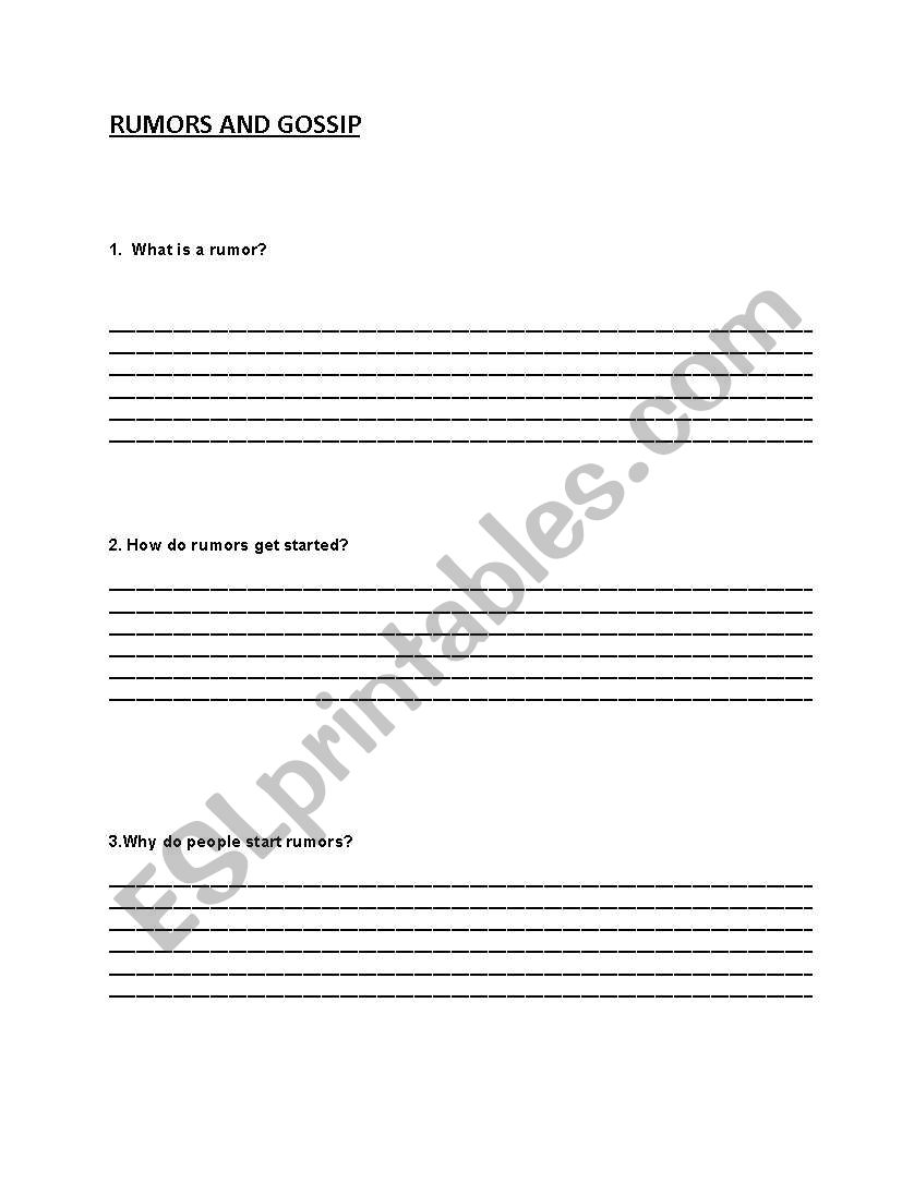 rumors and gossip worksheet