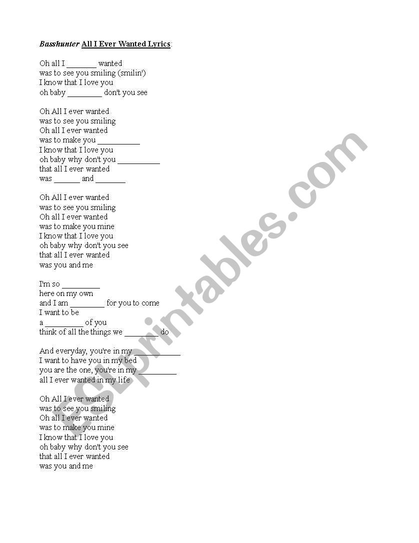 All I Ever Wanted (Basshunter) 