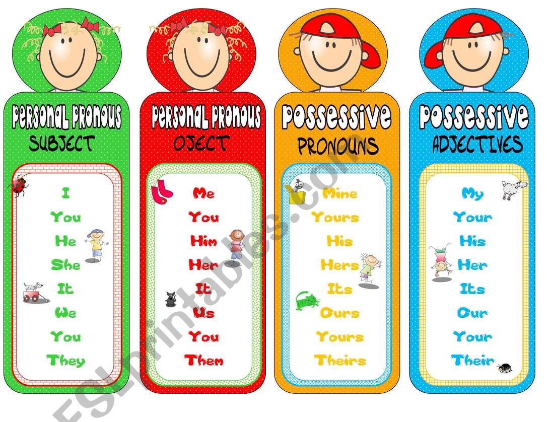 PRONOUNS-bookmarks 2 worksheet