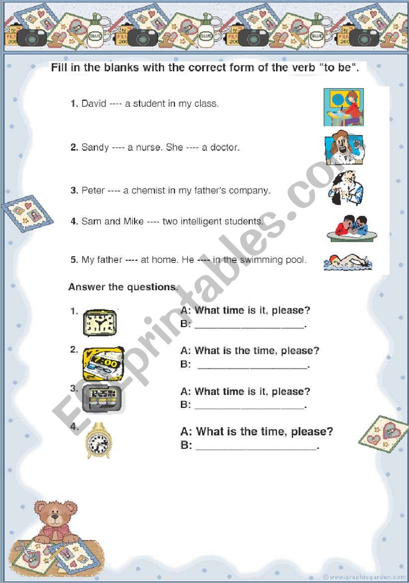 to be & time worksheet