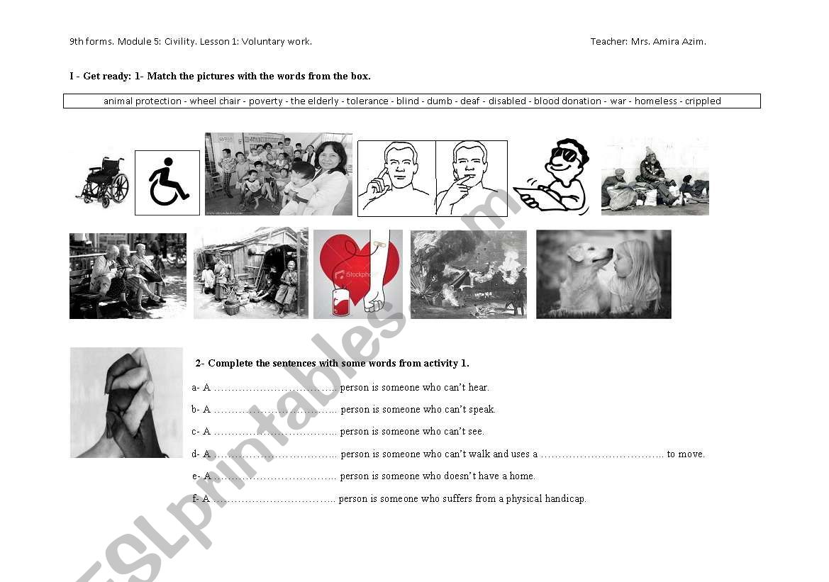 Module 6. Lesson 1: Voluntary work 9th forms