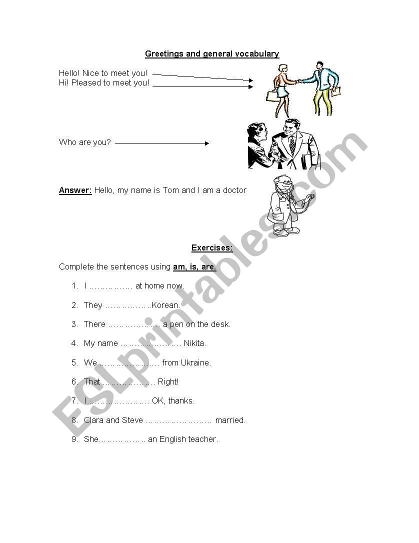 hello, nice to meet you! worksheet