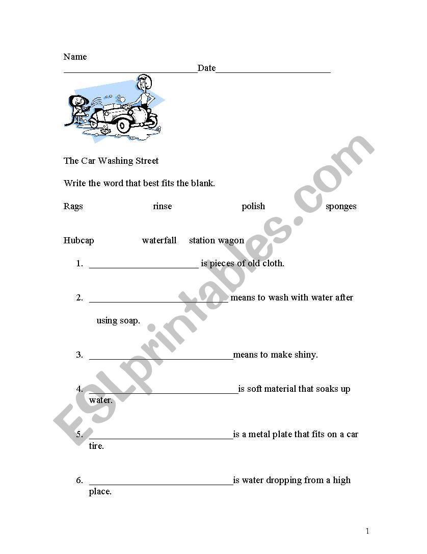 Car Washing Street  worksheet