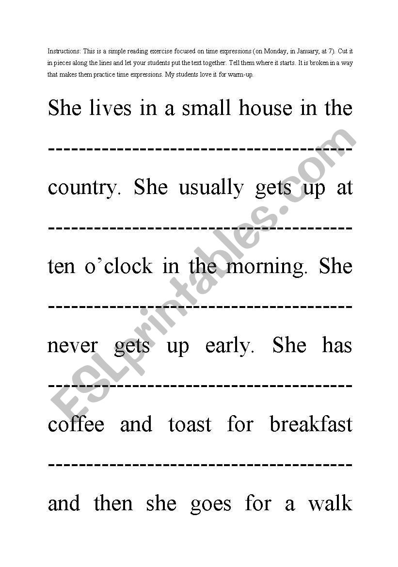 Katyas day worksheet