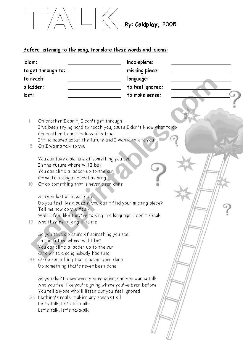 Â´TalkÂ´ song by Coldplay to introduce topic: Future