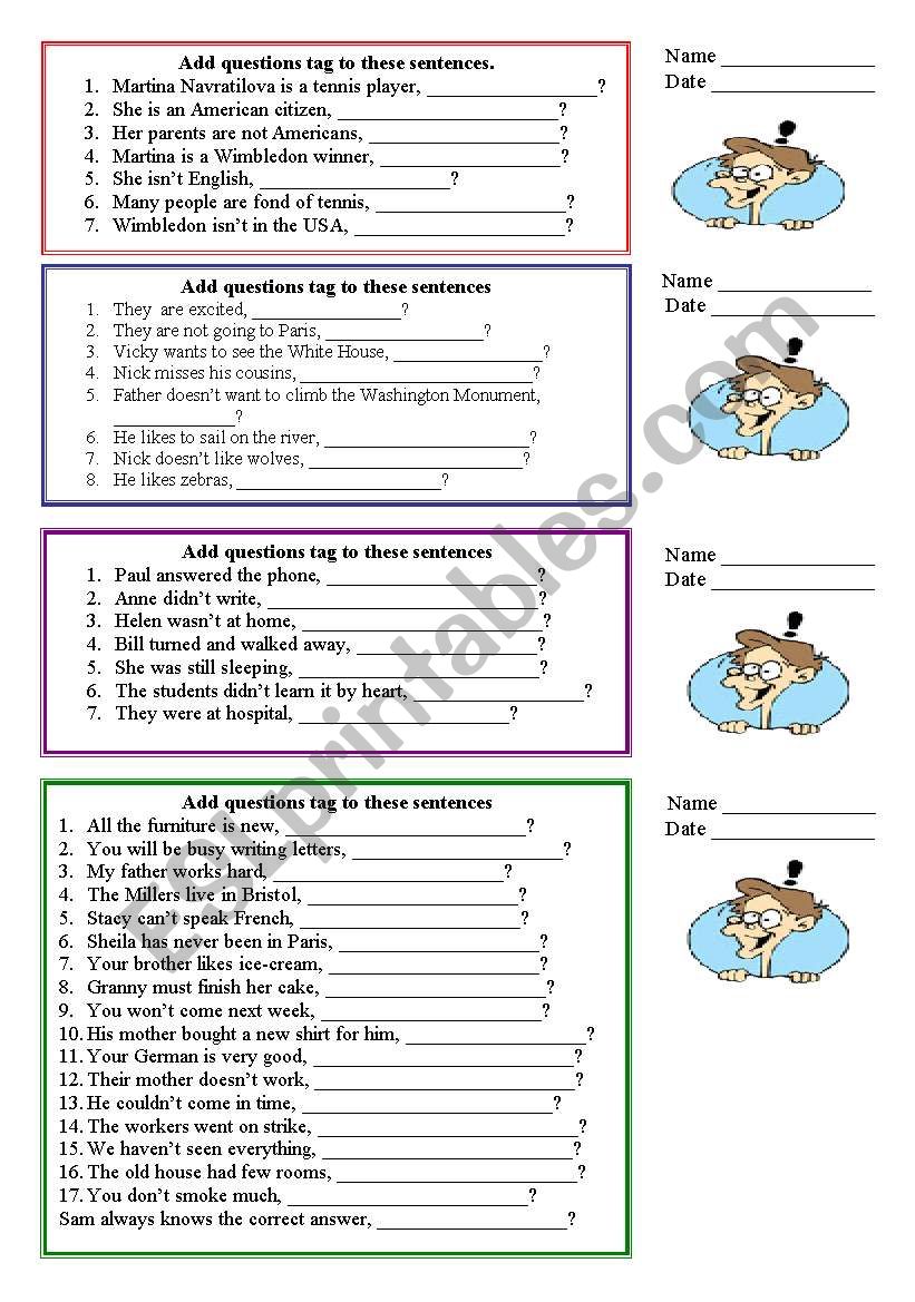 Tag questions worksheet