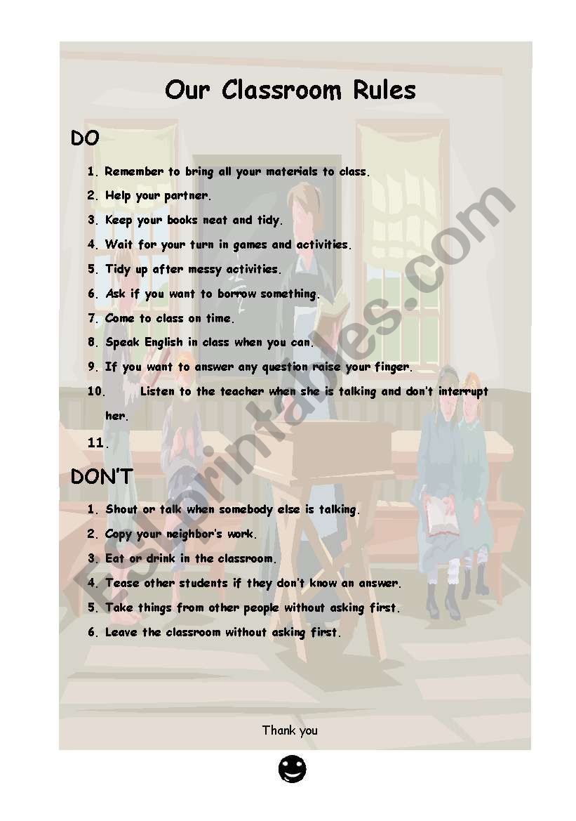 Our Classroom Rules worksheet