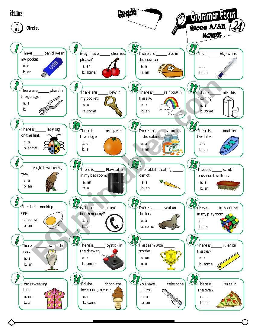 Grammar Focus Series_24 A AN SOME (Fully Editable + Key)